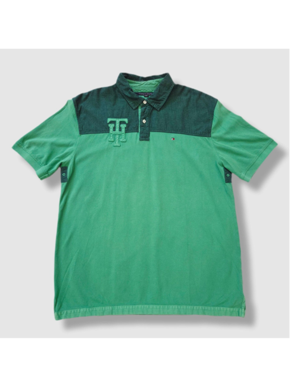 Vintage Tommy Hilfiger Preppy Polo, Irish Green XXL Custom Fit, 1990s–2000s